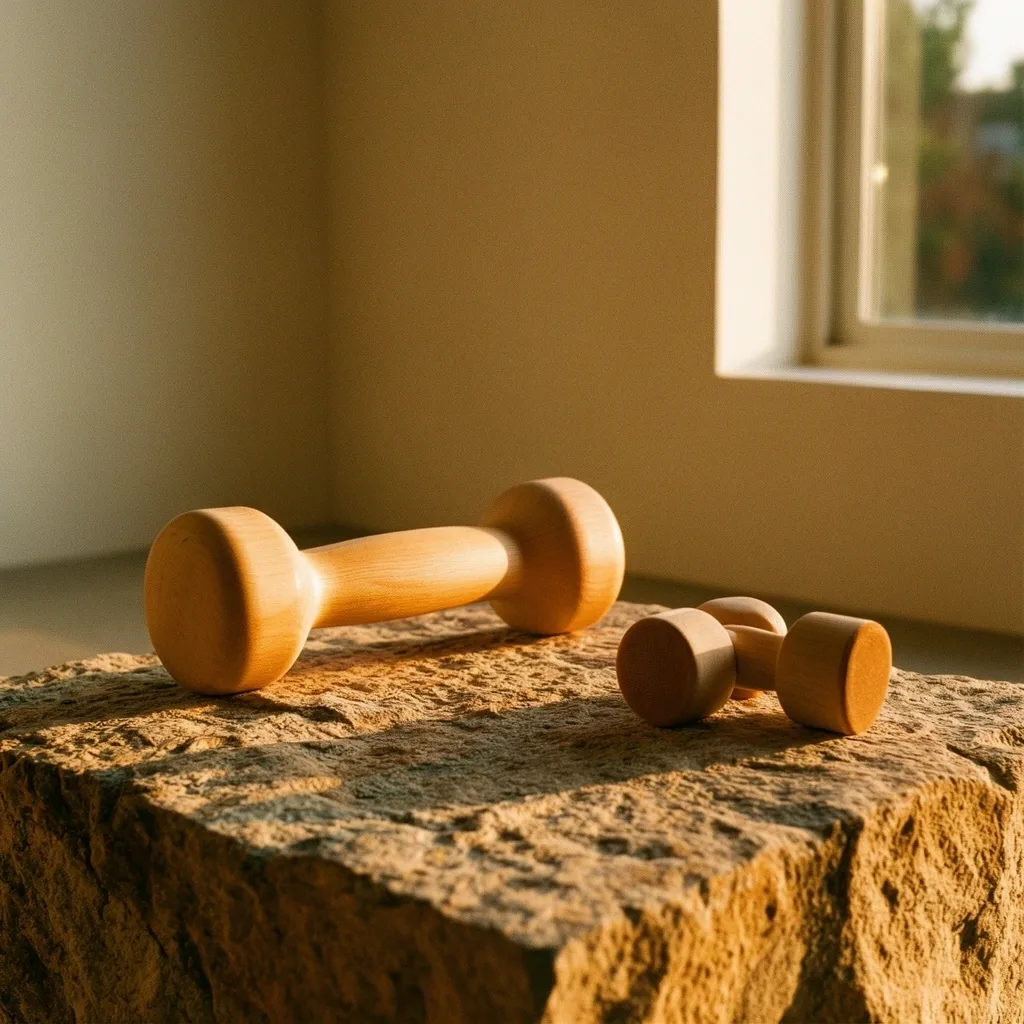 Wooden movement assessment tool on stone